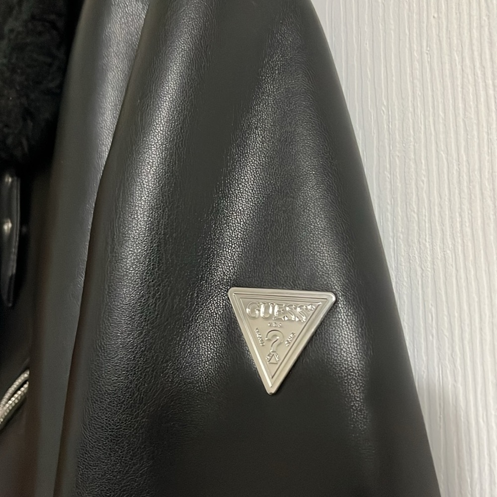 Guess Vegan Leather Biker Coat. - Picture 2 of 7